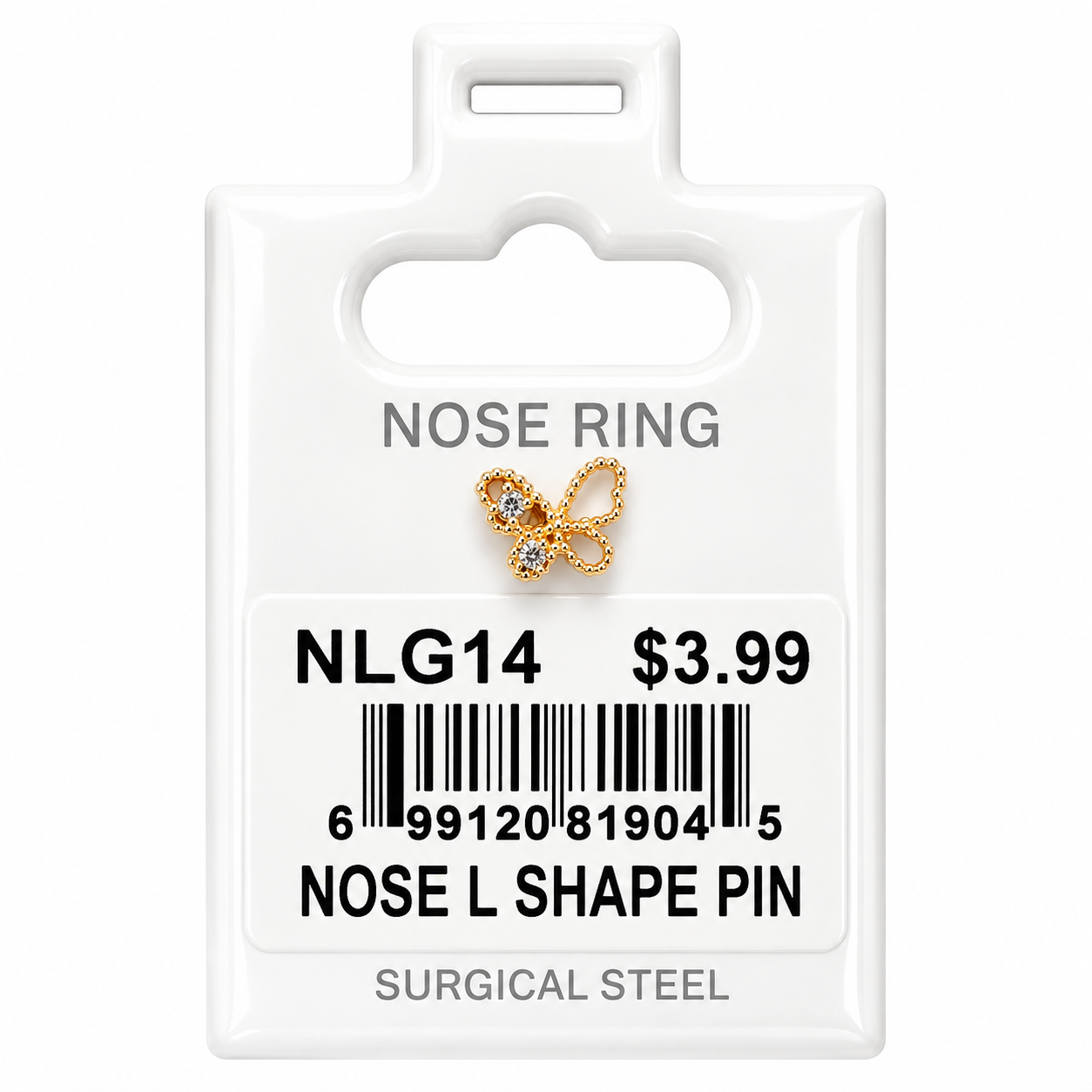 Stainless Steel Nose Ring - " L" Pin #14