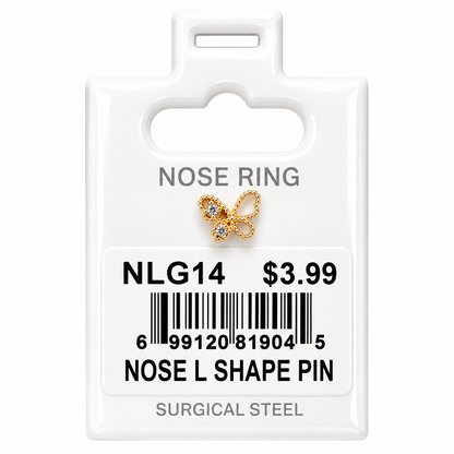 Stainless Steel Nose Ring - " L" Pin #14