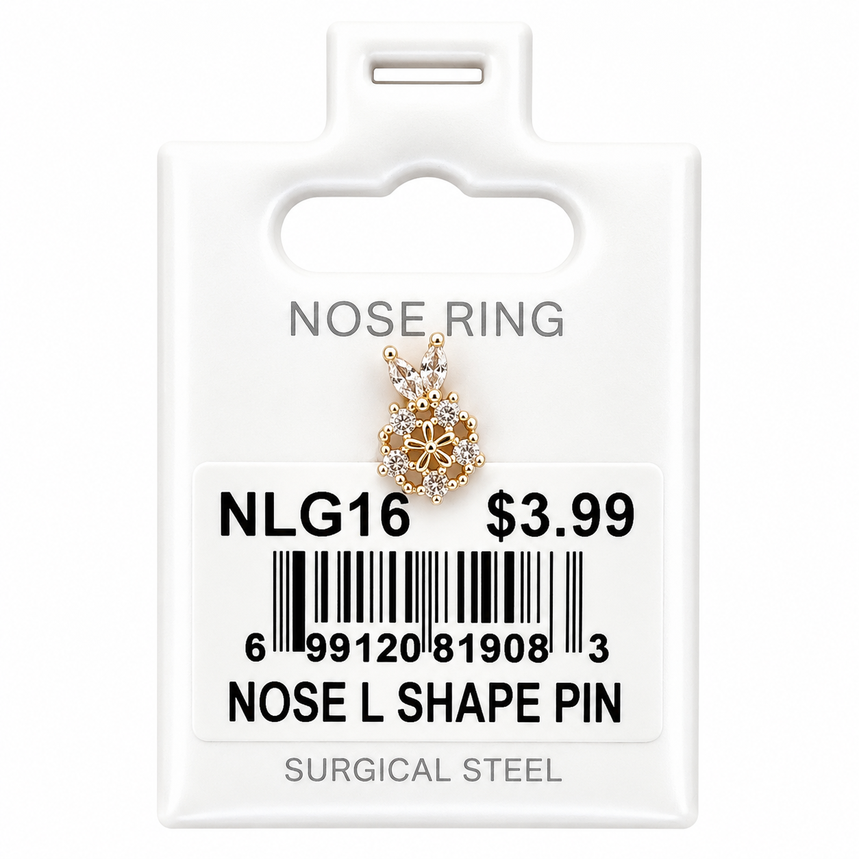 Stainless Steel Nose Ring - " L" Pin #16