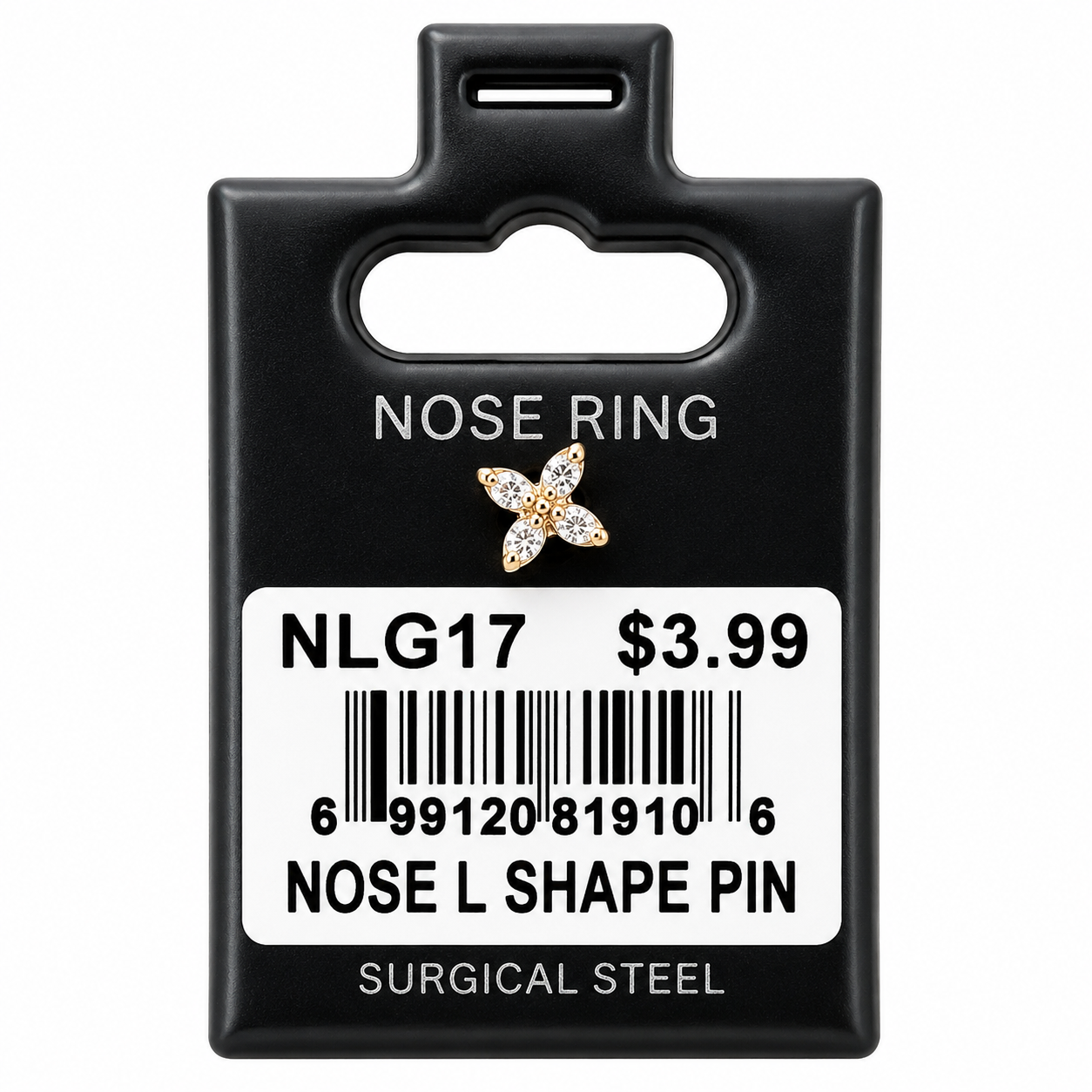 Stainless Steel Nose Ring - " L" Pin #17