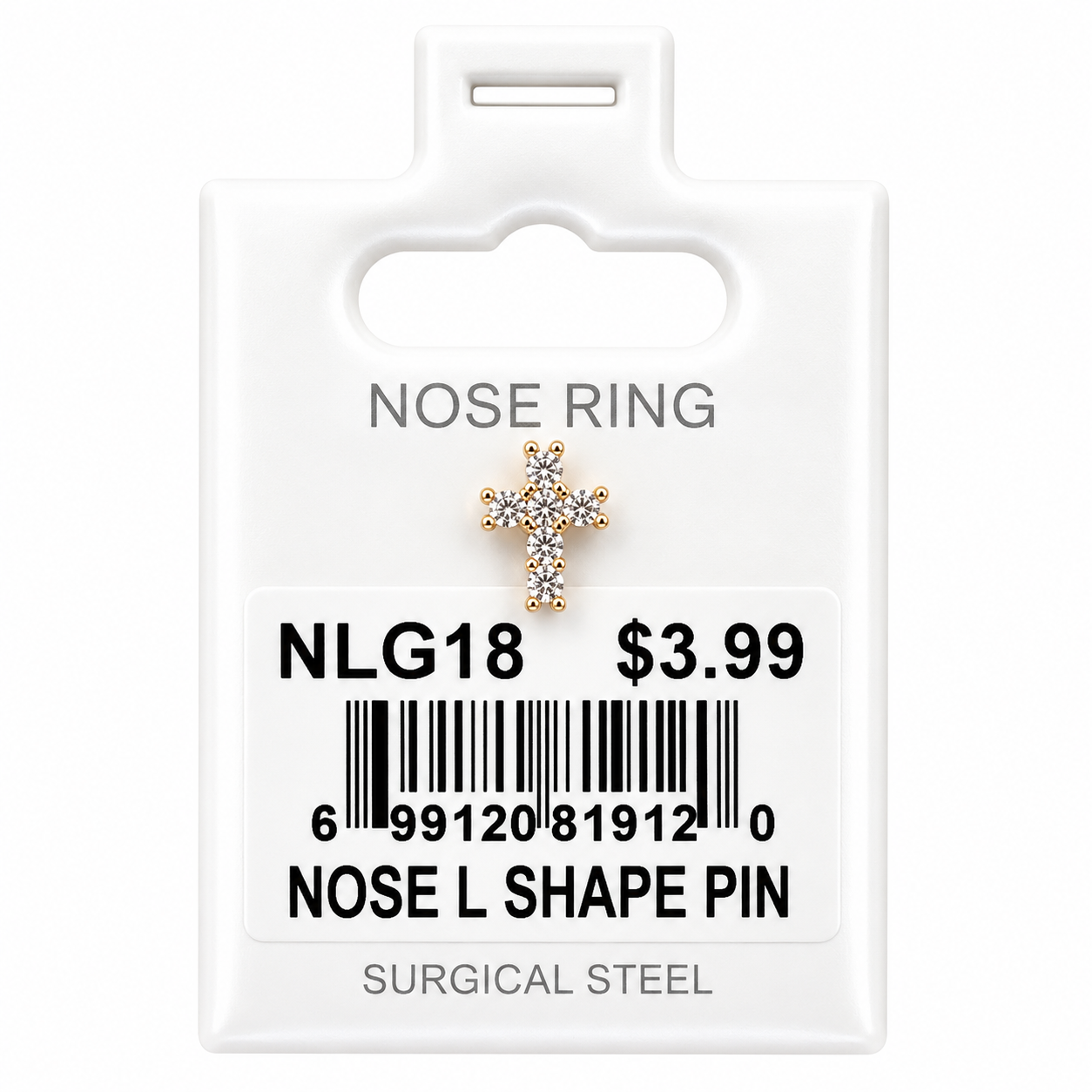 Stainless Steel Nose Ring - " L" Pin #18
