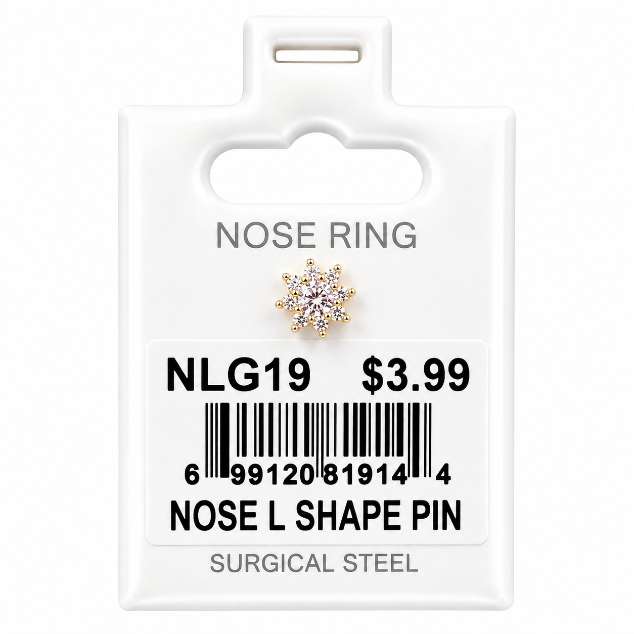 Stainless Steel Nose Ring - " L" Pin #19