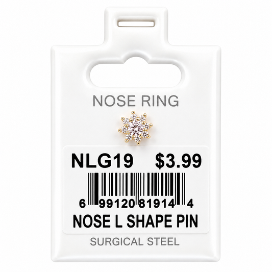 Stainless Steel Nose Ring - " L" Pin #19
