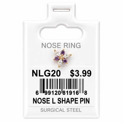Stainless Steel Nose Ring - " L" Pin #20