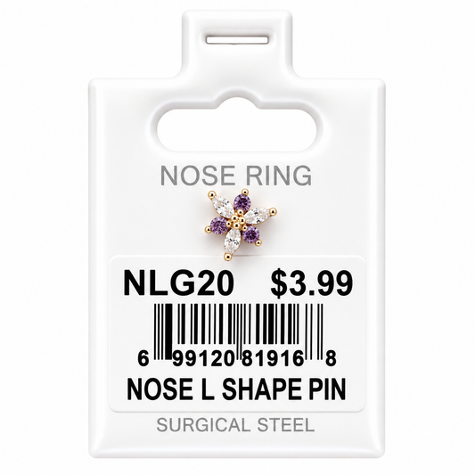 Stainless Steel Nose Ring - " L" Pin #20