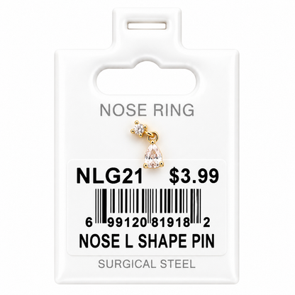 Stainless Steel Nose Ring - " L" Pin #21