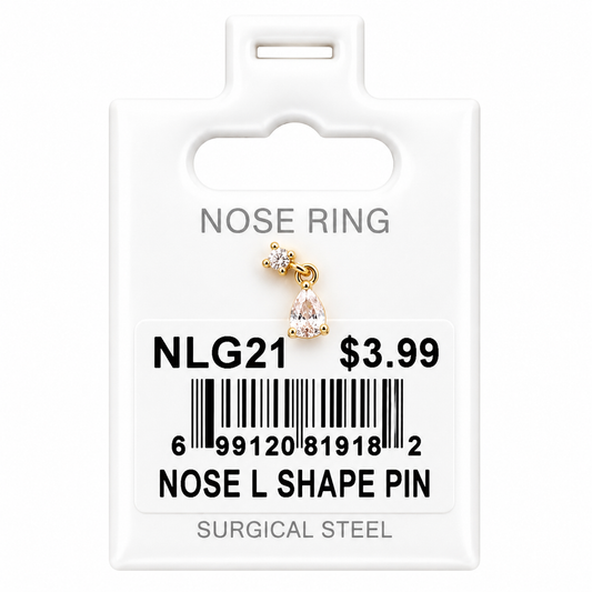 Stainless Steel Nose Ring - " L" Pin #21