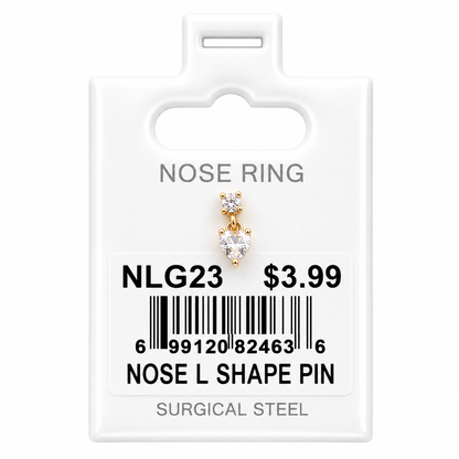 Stainless Steel Nose Ring - " L" Pin #23