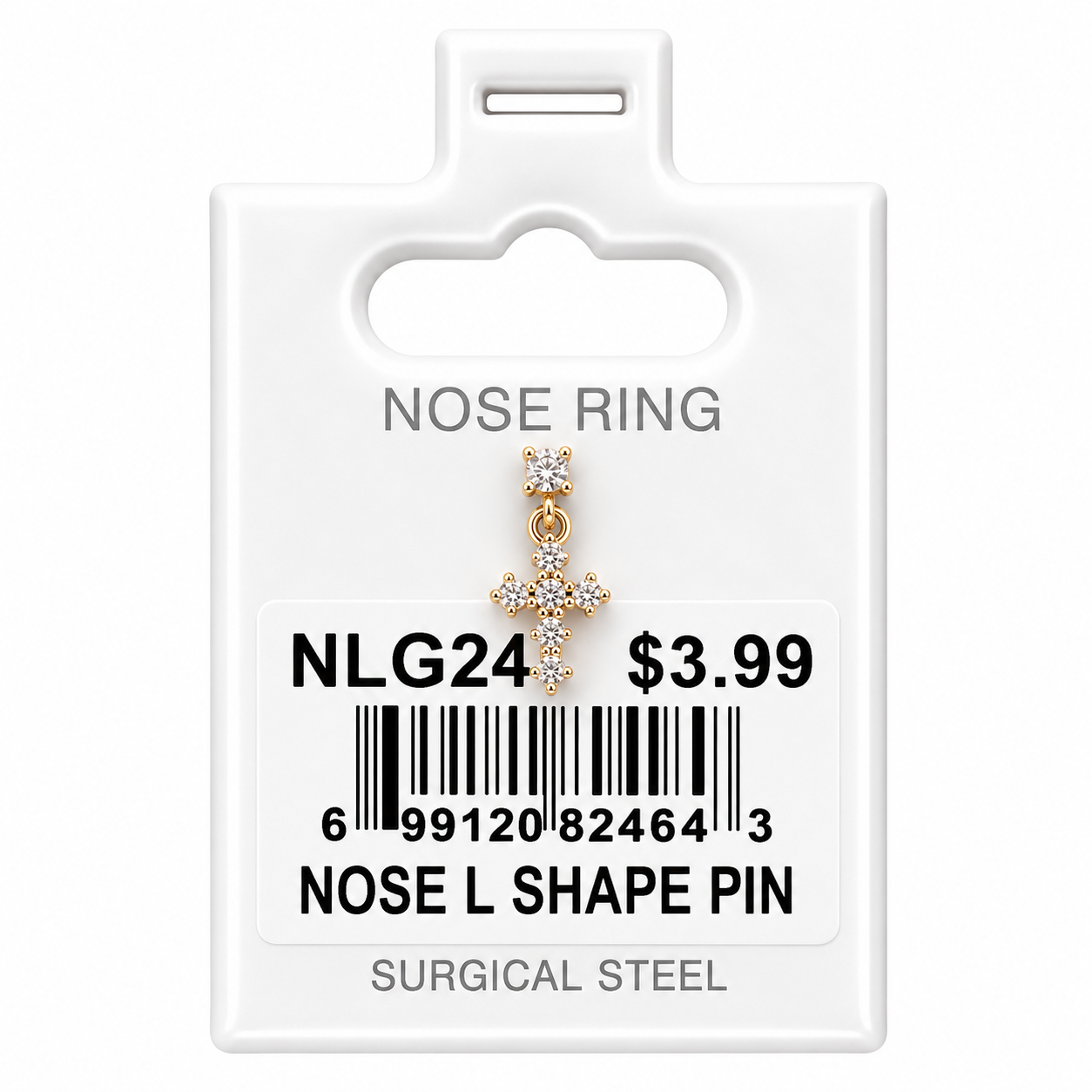 Stainless Steel Nose Ring - " L" Pin #24