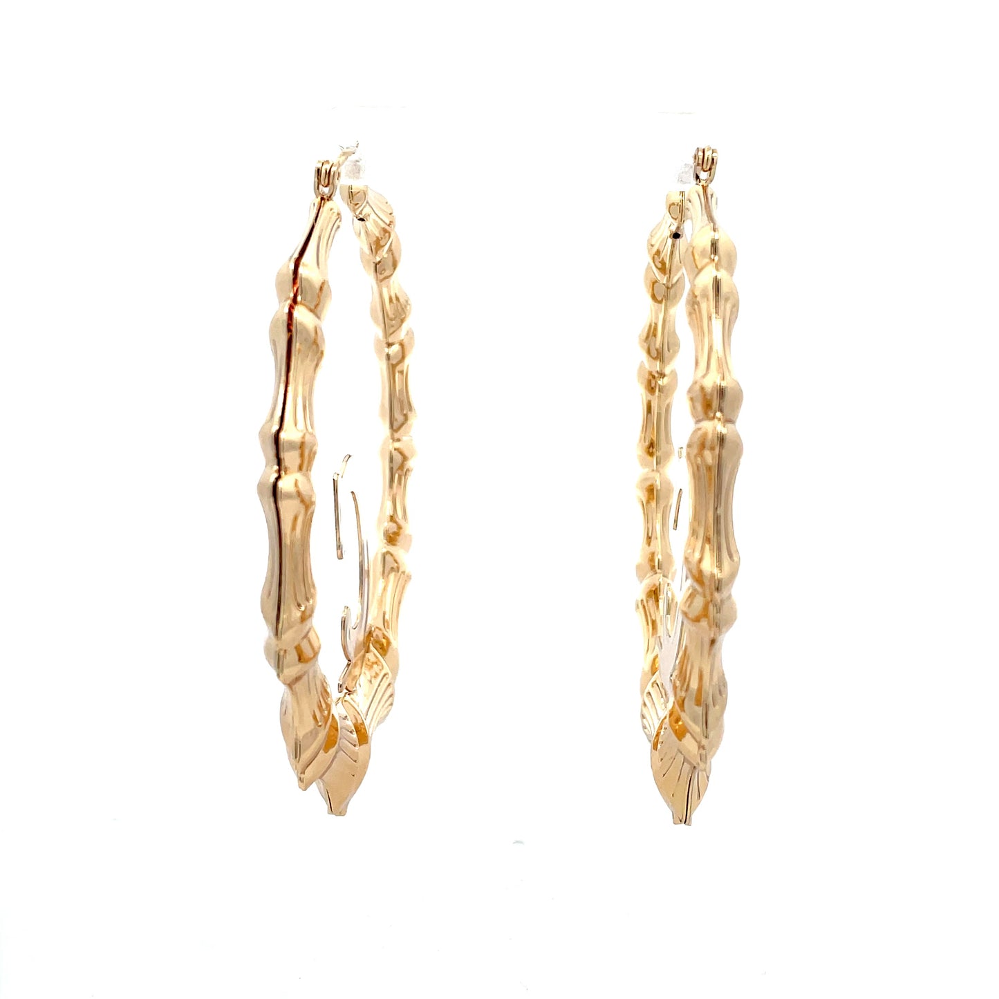 Large Bamboo Initial Earrings 70mm "C"