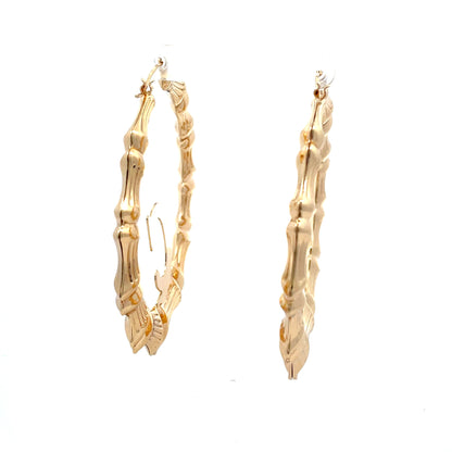 Large Bamboo Initial Earrings 70mm "C"
