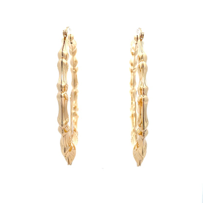 Large Bamboo Initial Earrings 70mm "J"