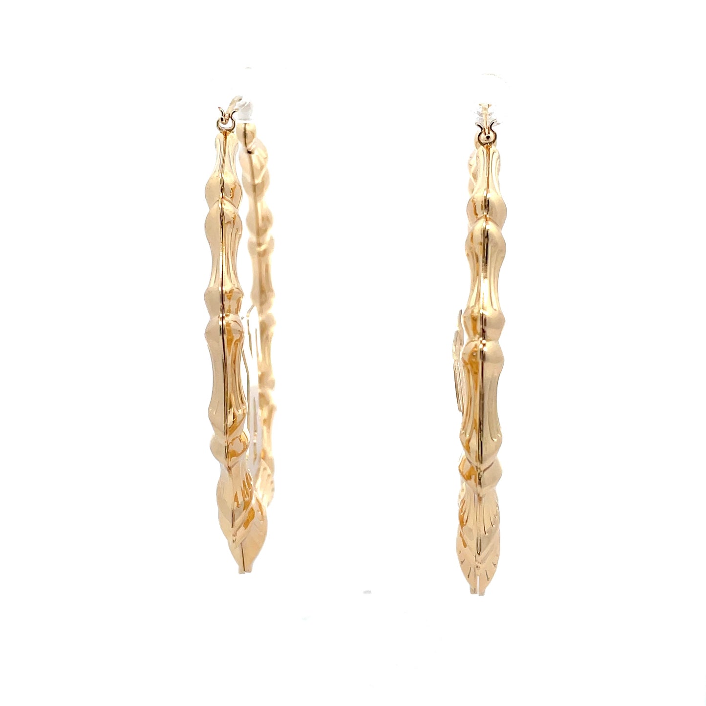 Large Bamboo Initial Earrings 70mm "K"