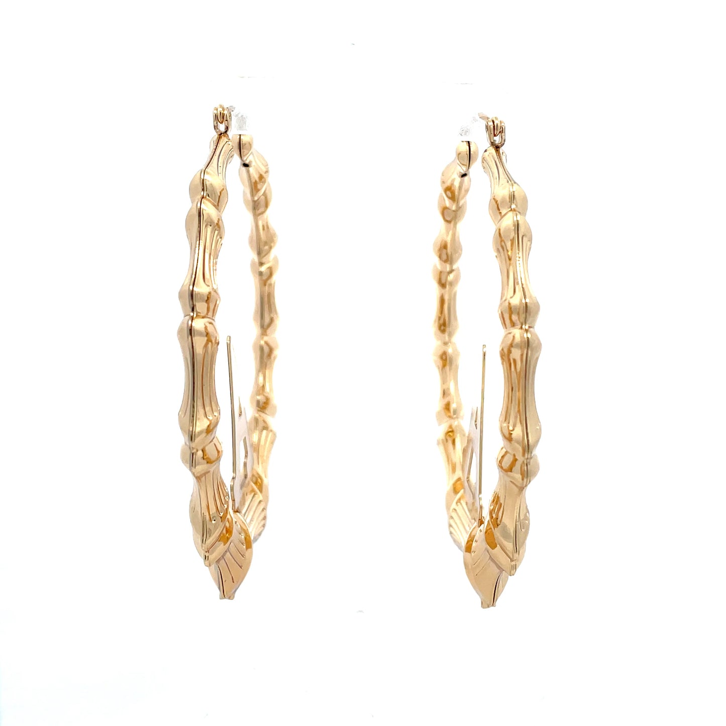 Large Bamboo Initial Earrings 70mm "A"