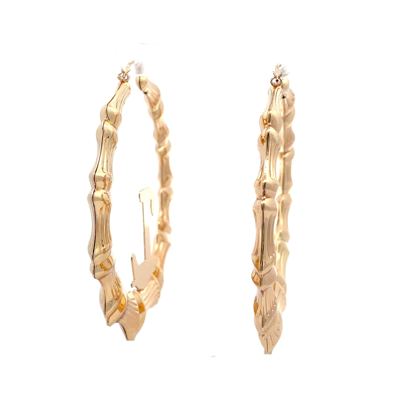 Large Bamboo Initial Earrings 70mm "L"