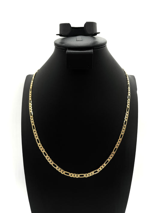 14K Chain Necklace #12 - FLAT FROST FIGARO 24inch 5mm