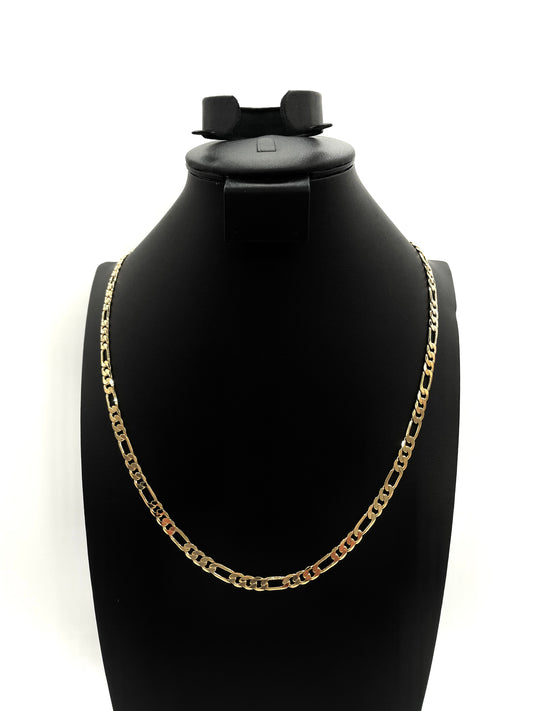 14K Chain Necklace #13 - FLAT FIGARO 24inch 6mm