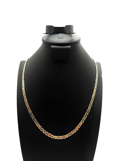 18K Chain Necklace #23 - FLAT MARINER 24inch 6mm