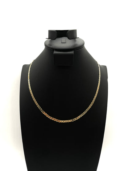 18K Chain Necklace #24 - FLAT MARINER 20inch 4mm