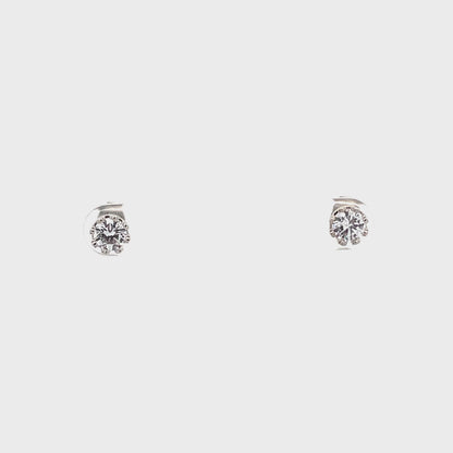Crown Stud CZ Round Earrings - 6mm