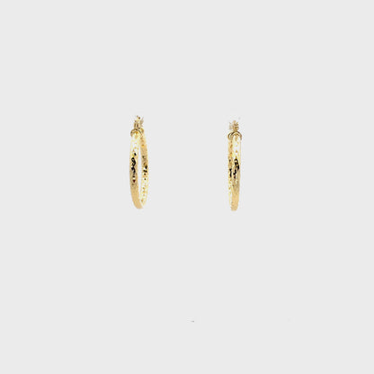 HK Diamond Cut Hoop Earrings 20mm - Style 02