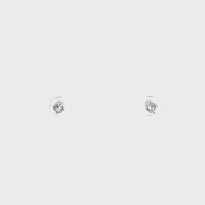 Screw Back CZ Round Earrings - 4MM