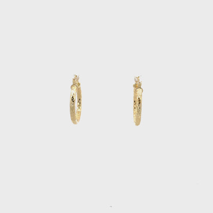 HK Diamond Cut Hoop Earrings 20mm - Style 01