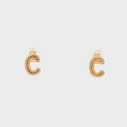 Venus Initial Earrings - C