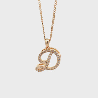 Fancy Stone Initial Necklace - Letter D