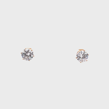 Cubic Zirconia Earrings Round - 8MM