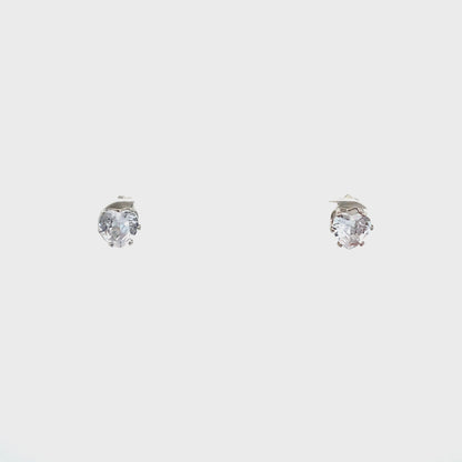 Floor Cubic Zirconia Earrings Heart - 6mm
