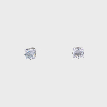 Cubic Zirconia Earrings Square - 8MM