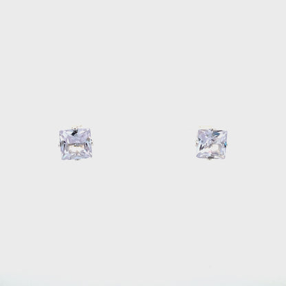 Floor Cubic Zirconia Earrings Square - 8mm