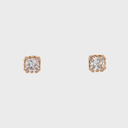 Crown CZ Square Earrings - 08