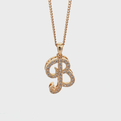 Fancy Stone Initial Necklace - Letter B