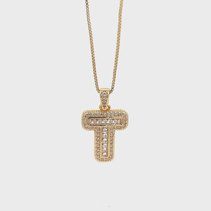 Fancy Diamond Necklace - Letter T