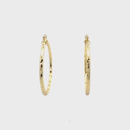 HK Diamond Cut Hoop Earrings 55mm - Style 03