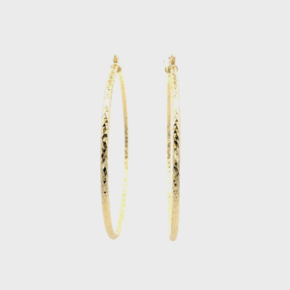 HK Diamond Cut Hoop Earrings 75mm - Style 02