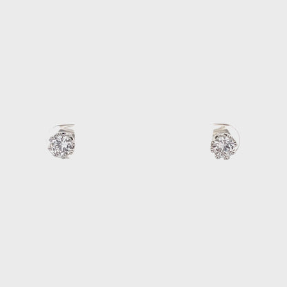 Crown CZ Round Earrings - 05