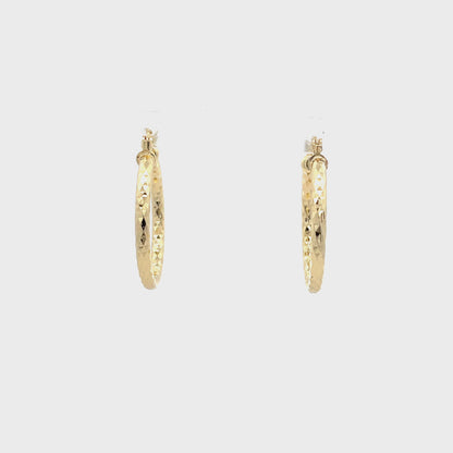 HK Diamond Cut Hoop Earrings 35mm - Style 02