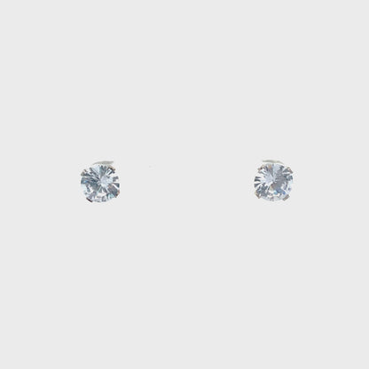 Screw Back CZ Round Earrings - 8MM