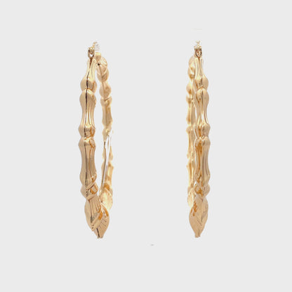 Large Bamboo Initial Earrings 70mm "K"