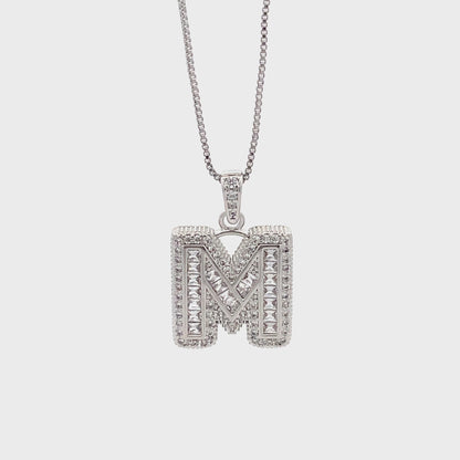Fancy Diamond Necklace - Letter M