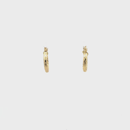 HK Diamond Cut Hoop Earrings 15mm - Style 02