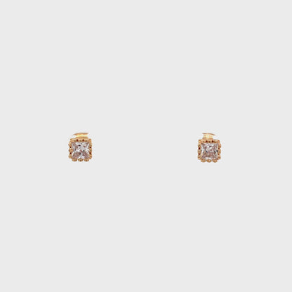 Crown CZ Square Earrings - 05