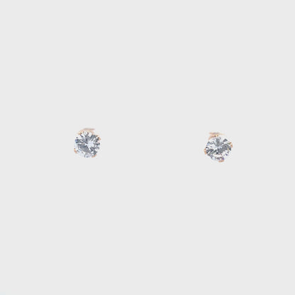 Screw Back CZ Round Earrings - 7MM