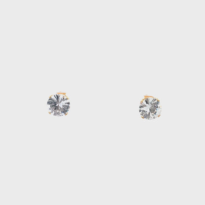 Floor Cubic Zirconia Earrings Round - 9mm