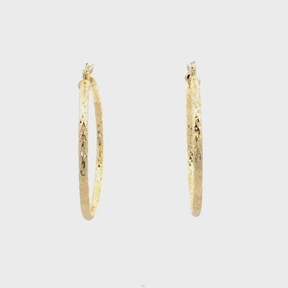 HK Diamond Cut Hoop Earrings 65mm - Style 01