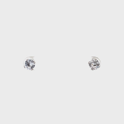 Screw Back CZ Round Earrings - 6MM
