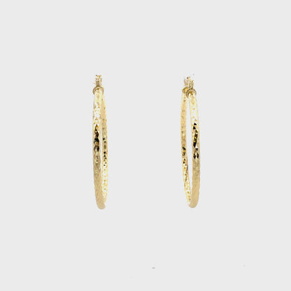 HK Diamond Cut Hoop Earrings 55mm - Style 02